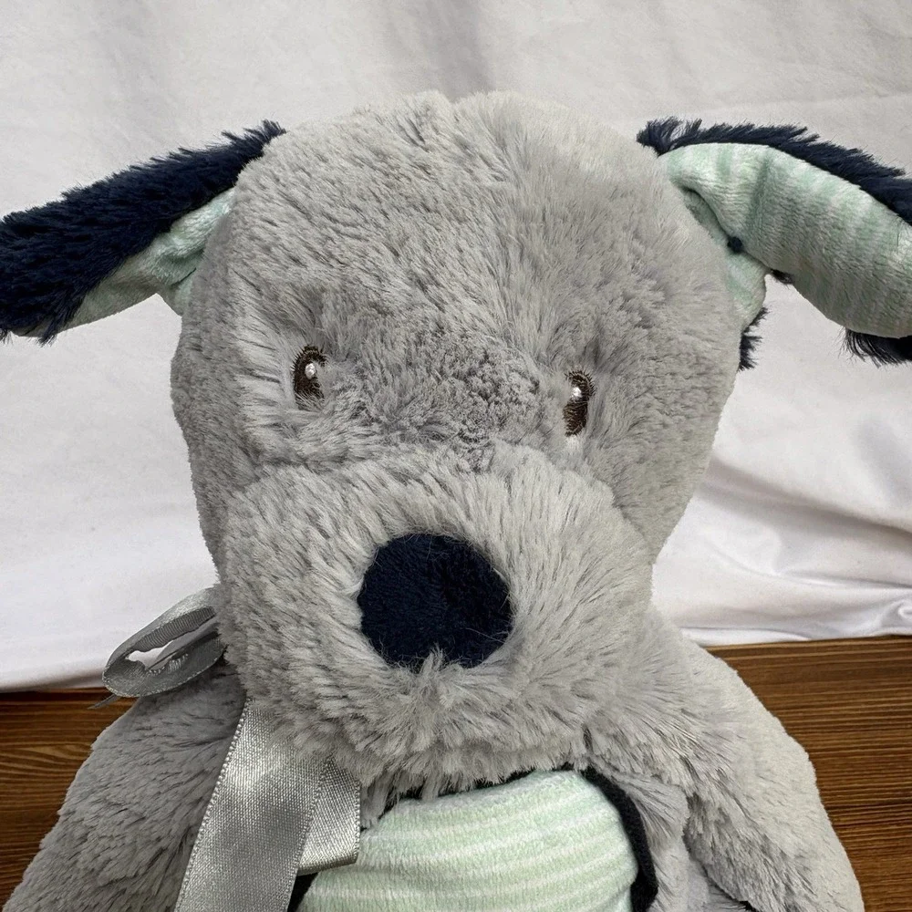 Douglas Baby Plush Puppy Dog Gray Blue Striped UnderStuffed Animal Security‎ Toy